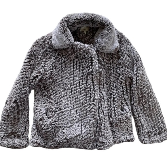 Avec Les Filles Women's Sz M Gray Faux Fur Full Zip Coat Jacket - Picture 8 of 9